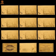 10 unids/lote Arabia Saudita moneda mundial 100 Riyal oro billete réplica de billetes de dinero colección