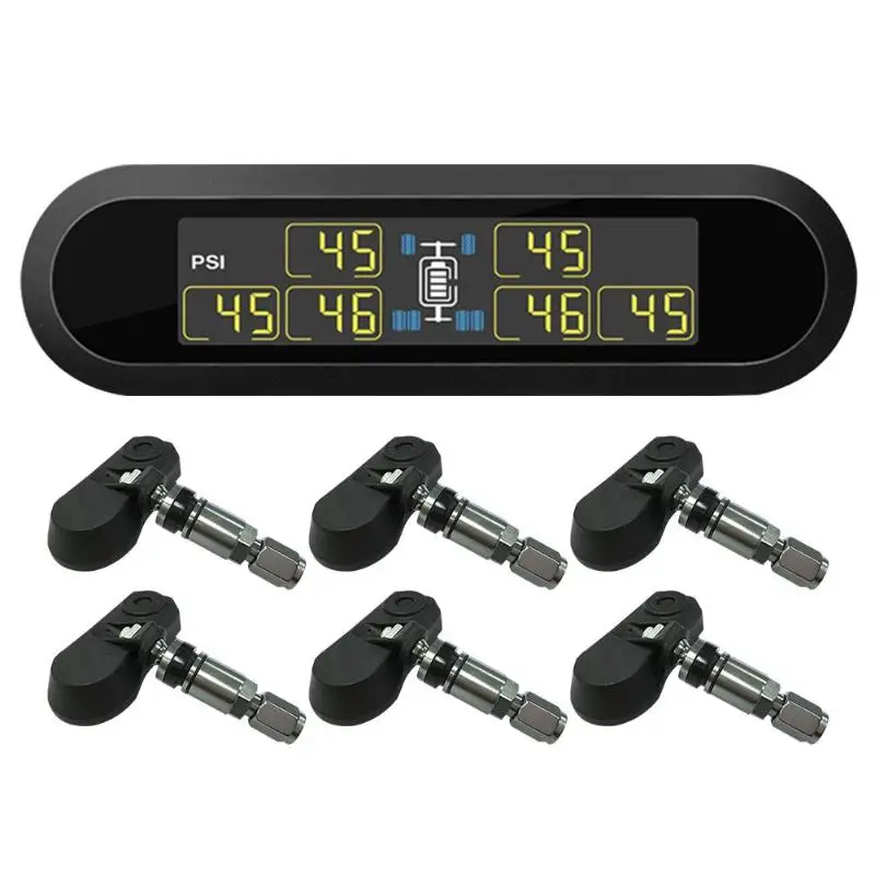 

IP67 waterproof ABS black Careud T650 solar TPMS wireless tire pressure monitor with 6 internal sensors automatic alarm