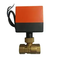DN15/20/25 AC220V 3-жильный 2-управление латунные заклепки Электрический шаровой кран моторизованный шаровой клапан