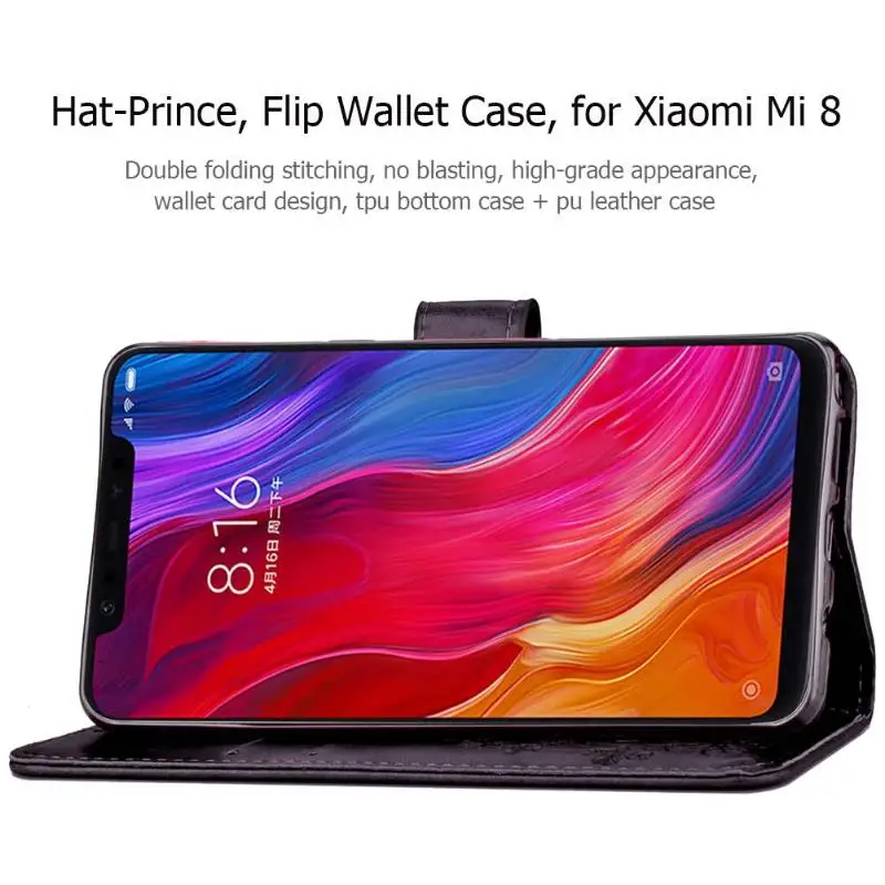 Чехол бумажник с Откидывающейся Крышкой Hat Prince для Xiaomi Mi 8 чехол кошелек из