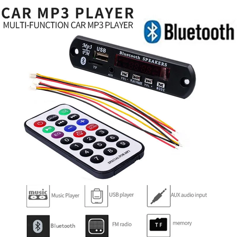 Автомобильный USB Bluetooth MP3 WMA FM AUX декодер 7 12 В плата аудиомодуля поддержка TF SD карты