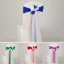 Эластичный пояс для стула, эластичная лента на стул, повязки на спинку, вечерние церемония банкета, товары для отеля, органза, свадебные украшения для стула