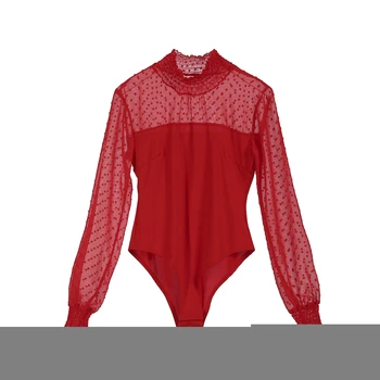 

Fashion Women Long Sleeve High Neck Long Sleeves Lace Body Tops Shirt Jumpsuit Clothes