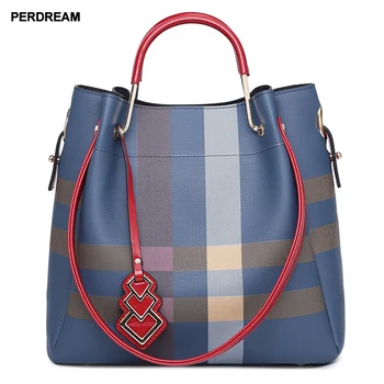 

New women's bag trend plaid striped bags large capacity shoulder bag casual portable simple big bags T175