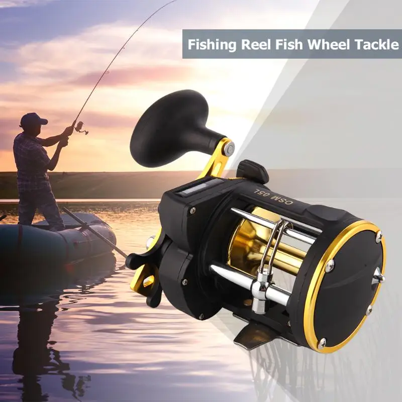 

High Strength Fishing Wheel Metal Drum Reel Fishing Line Counter Trolling Reels 3BB Depth Finder Counter Meter Fishing Tackle