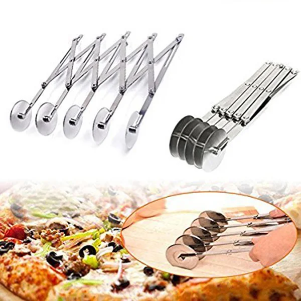 Multifunction Stainless steel Dough Divider 5 Wheel Cutter Roller Tools Pasta Rocker Pizza Pastry Peeler Cake Baking Knives