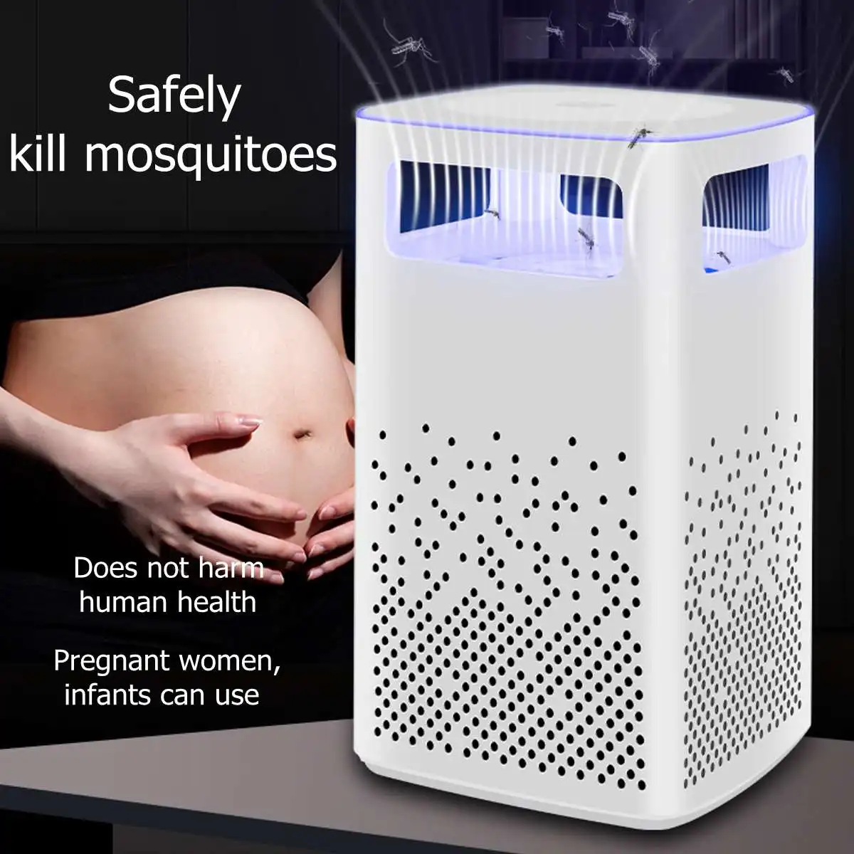 

Mosquito Killing Lamp Ultraviolet light wave 7 blades fan USB powered Black white Triple ways of mosquitoes trap
