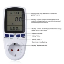 EU Digital Wattmeter Power Meter Energy Meter Voltage Wattmeter Power Analyzer Electronic Energy Meter Measuring Outlet Socket