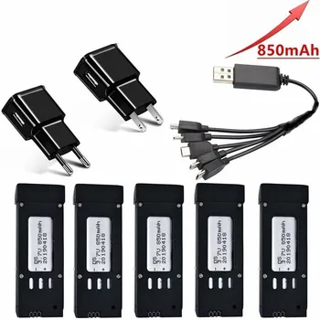 ( 5-In-1 ) 850mAh 3.7V Battery Charger Sets for E58 JY019 S168 RC Quadcopter Spare Parts 3.7v RC Drone Lipo Battery 5pcs/sets