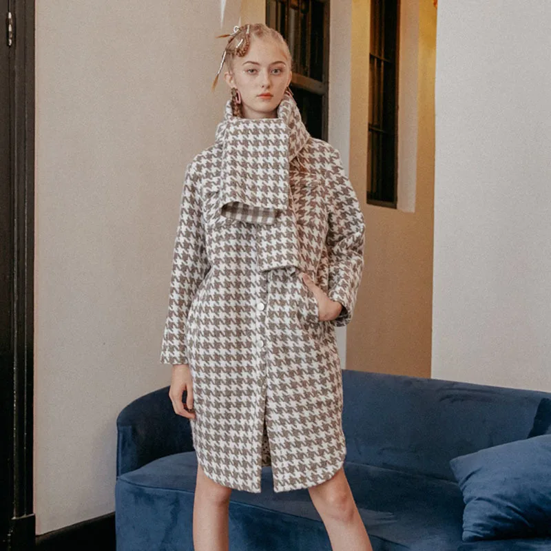 Printemps Shown Taille Élégant Manteau Couleur Ld815 Écharpe Col 201 eam Chaud Manches Large Longues Long Poitrine As Unique Femme Soild Plaid 4aq5aRw