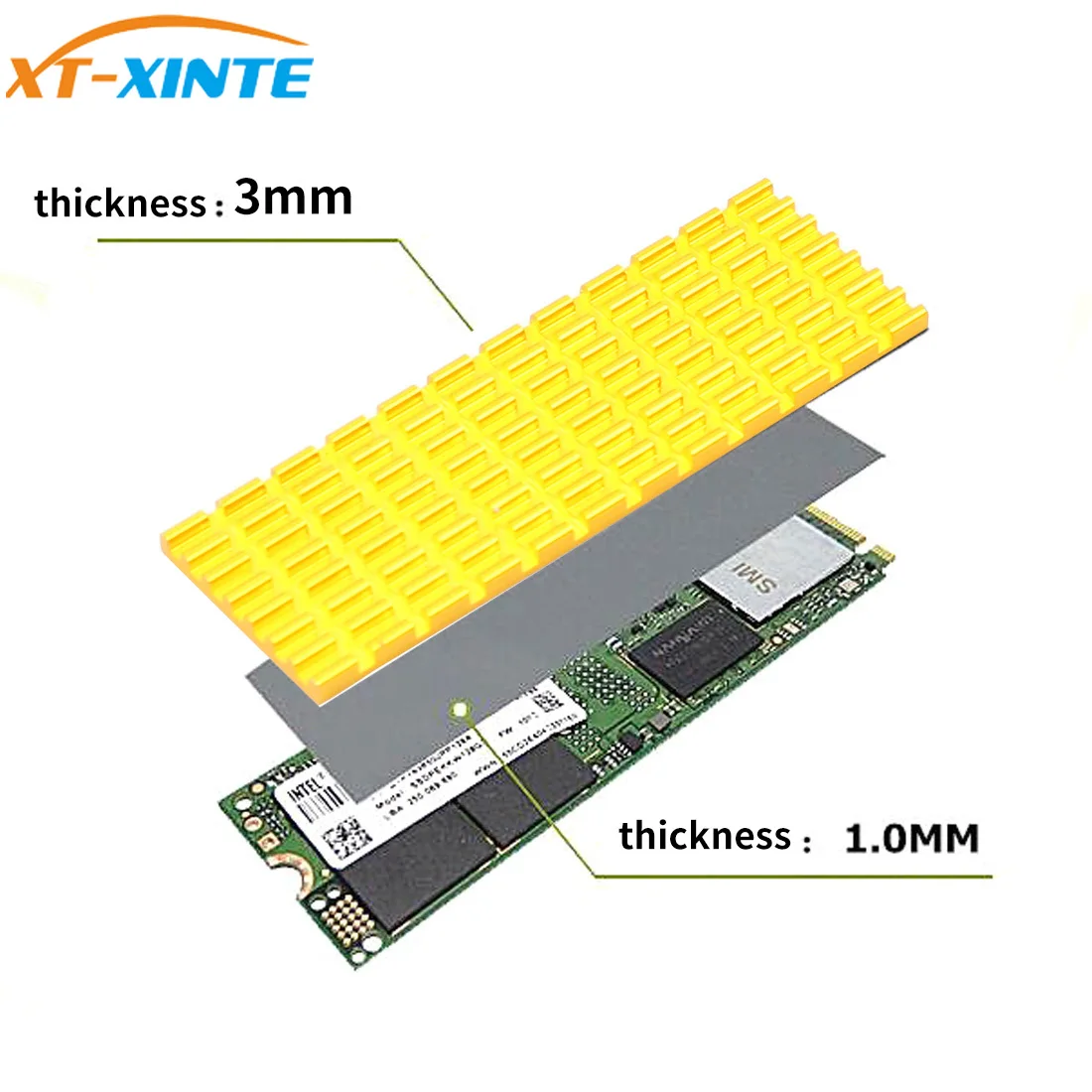 

Upgraded Heatsink Cooler Heat Sink Cool Fin Thermal Conductive Adhesive for M.2 NGFF 2280 PCI-E NVME SSD 70*22mm Thickness 3/6mm