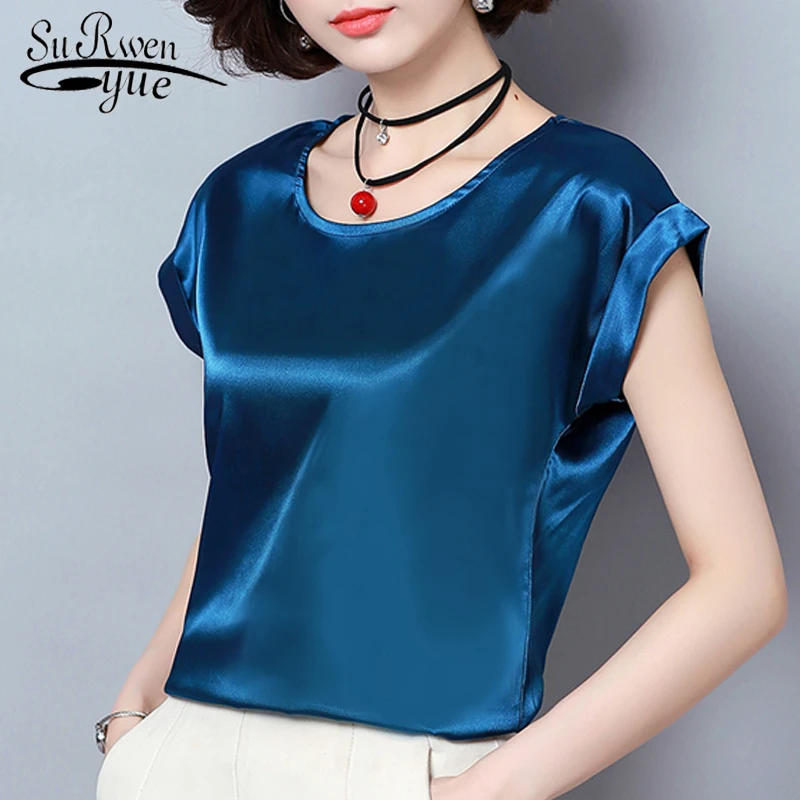 En Ligne D été à manches courtes, plus la taille dames tops féminin blouses mode femme blouse 2018 en mousseline de soie femmes blouse chemise blusas 0701 30