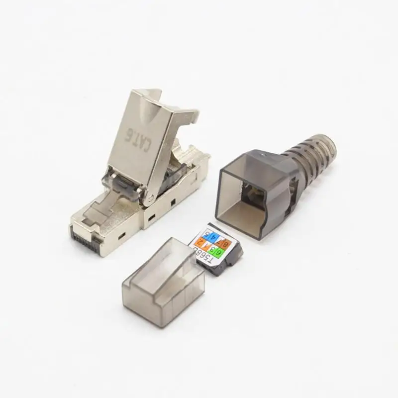 

RJ45 Crystal Head Computer Crimp Type Reusable Ethernet Cable Wire Adapter pressure-free shielding Crystal Head