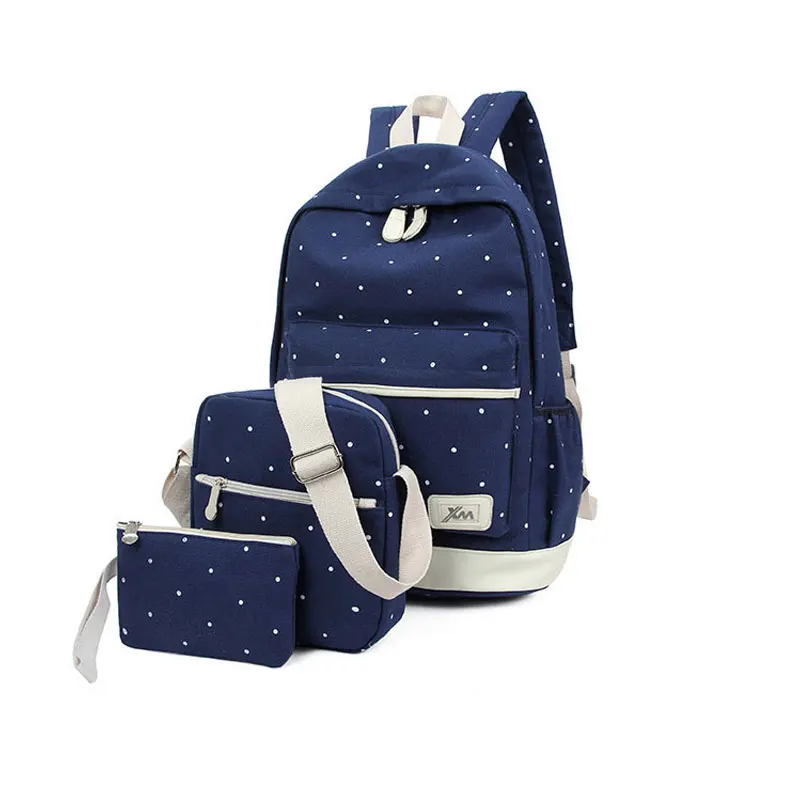 

3 pcs/set Women Backpack Cross body Bag Clutch Combination Canvas Backpack Fashion Crossbody Bag Hand Bag Schoolbag for Girls