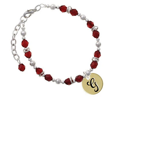 Goldtone большой диск письмо-G-3/4 ''бордовый браслет из бисера |