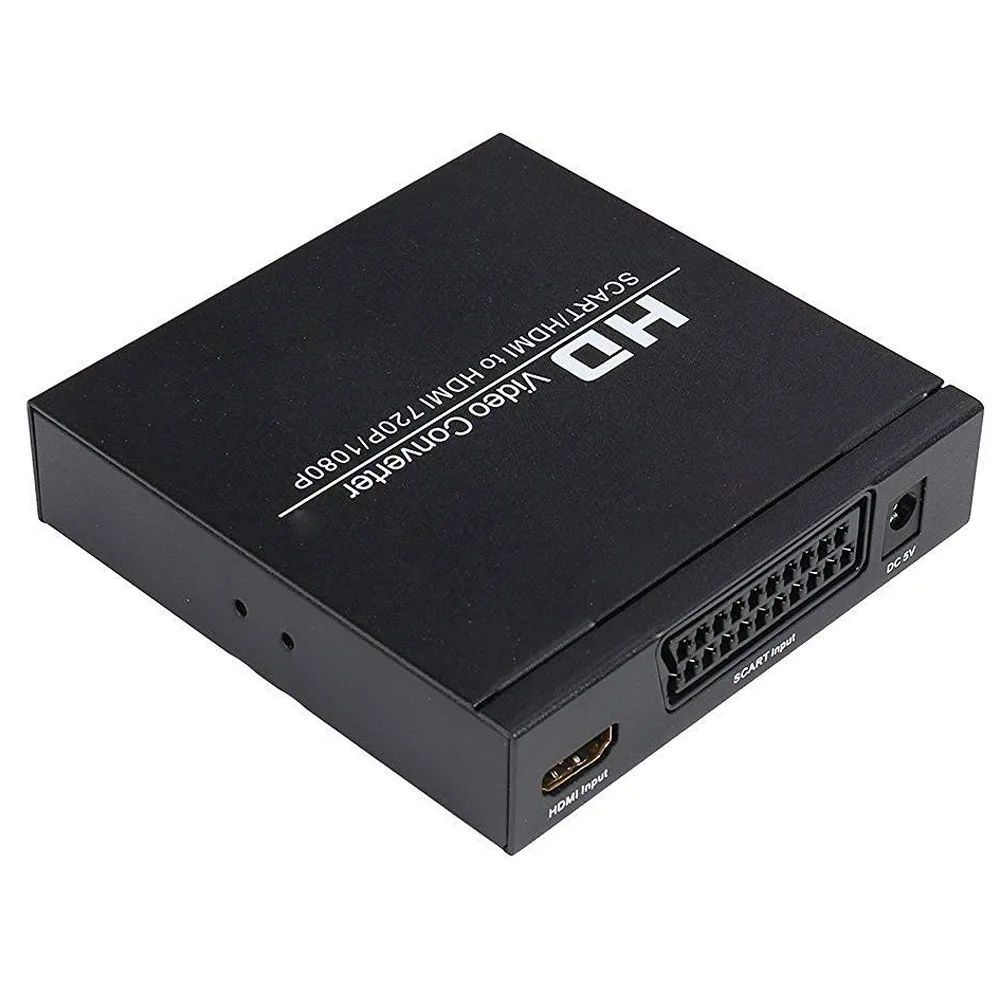  HFES PAL / NTSC SCART and HDMI to HDMI Video Converter Box 1080P Upscaler with 3.5mm and Coax Audio