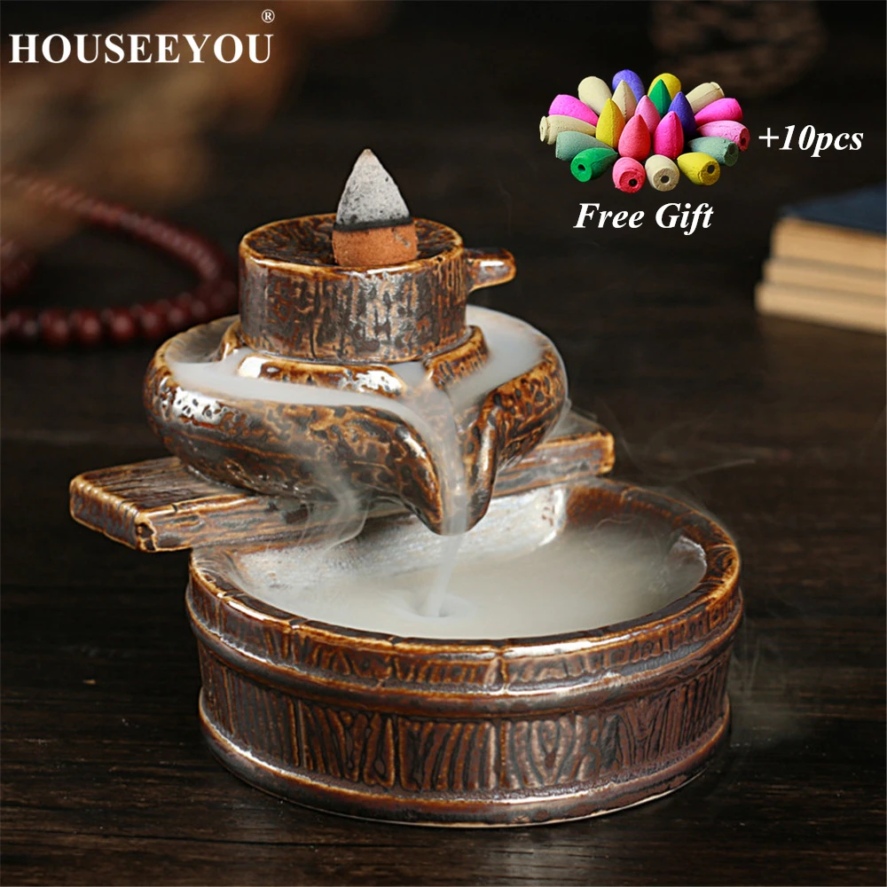 

Aroma Smoke Backflow Incense Burners Tower Incense Censer Base Ceramics Creative Decor Aromatherapy Encens Incenso Home Decor