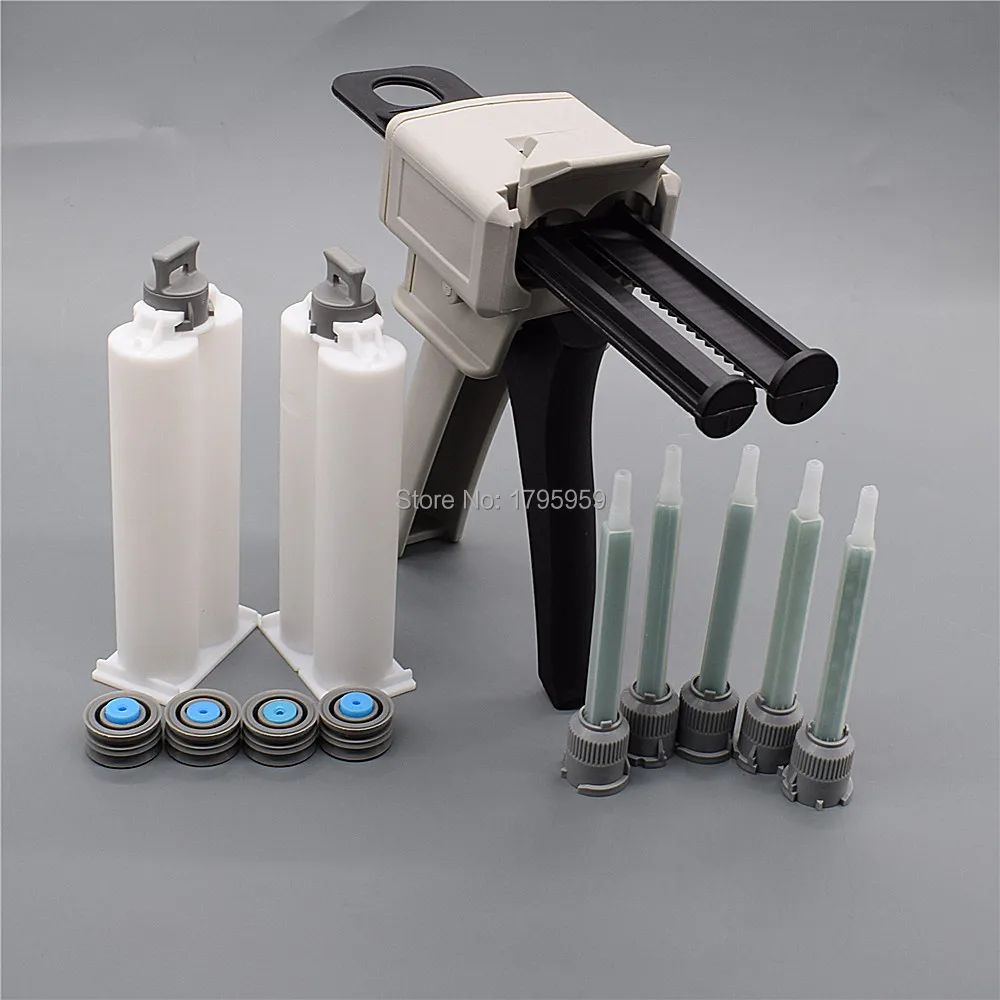 Manual Caulking Gun 50ml AB Glue Gun Glue Adhensive Dispenser with 2pcs