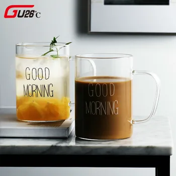 

1 Pcs Lovely Eco-friendly Glass Breakfast Cup Coffee Tea Milk Juice Yogurt Creative Good Morning Mug Gifts For Party