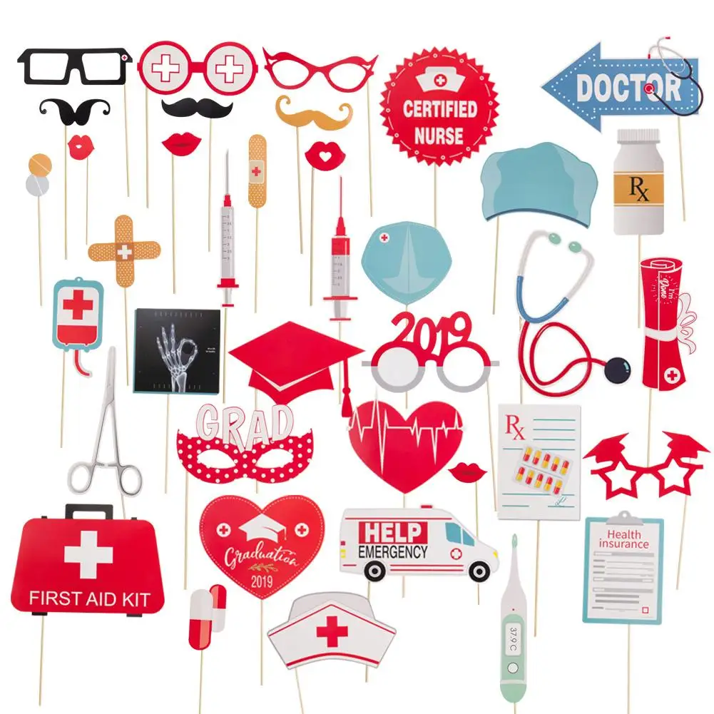 

38PCS Medical School Graduation Party Photo Booth Props Funny Grad Party Decoration 2019 Grad Congrats Graduate Supplies Props15