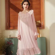 Ночная рубашка для сна Новинка года, кружевное Ночное платье принцессы для женщин, сексуальное розовое, летнее, весеннее, кружевное платье для сна для женщин