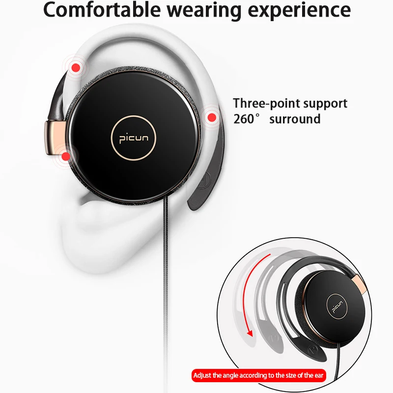 Super Bass Headphones Noise Canceling Headset Ear Hook Music Headphones with Mic For Ipods Computer Mp3 Player Mobile Telephone
