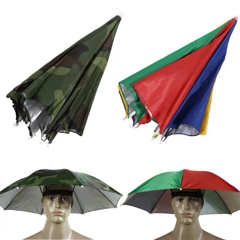 

Fishing Caps Head Umbrella Hat Anti-Rain Fishing Anti-Sun Headwear Cap Hat Outdoor Foldable Sun Umbrella Hat Golf Camping
