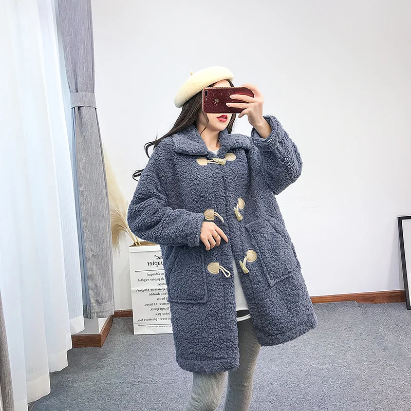Mei Corne Nouvelle apricot De Polaire Red Lâche Boutons Mode blue Grandes Femmes Avec Poches Berbère Pengpious Manteau qOw00Z