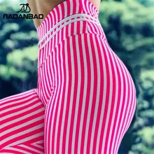 NADANBAO, сексуальные, пуш-ап, в полоску, спортивные, женские леггинсы, розовые, для фитнеса, леггинсы, 3D принт, тренировочные Леггинсы для женщин, плюс размер