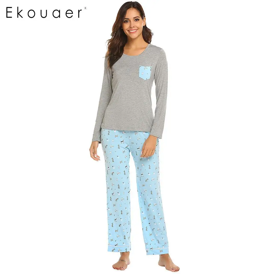 ekouaer pajamas women's long sleeve sleepwear