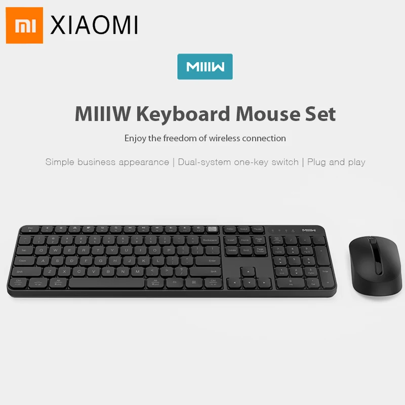 Скидка Оригинальный Xiaomi Miiiw Bluetooth клавиатура 104 ключ 2,4 ГГц Беспроводная Двойная модель портативная клавиатура мышь набор для Windows Mac