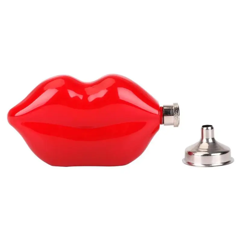 

5oz Red Lip 304 Stainless Steel Alcohol Hip Flasks Sport Bottle Wine Pot Outdoor Camping Picnic Creative personality Wine Pot