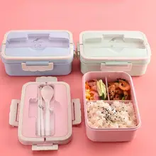 Здоровый материал Ланч-бокс Пшеничная солома Bento коробки герметичная посуда контейнер для хранения еды Ланчбокс с ложкой