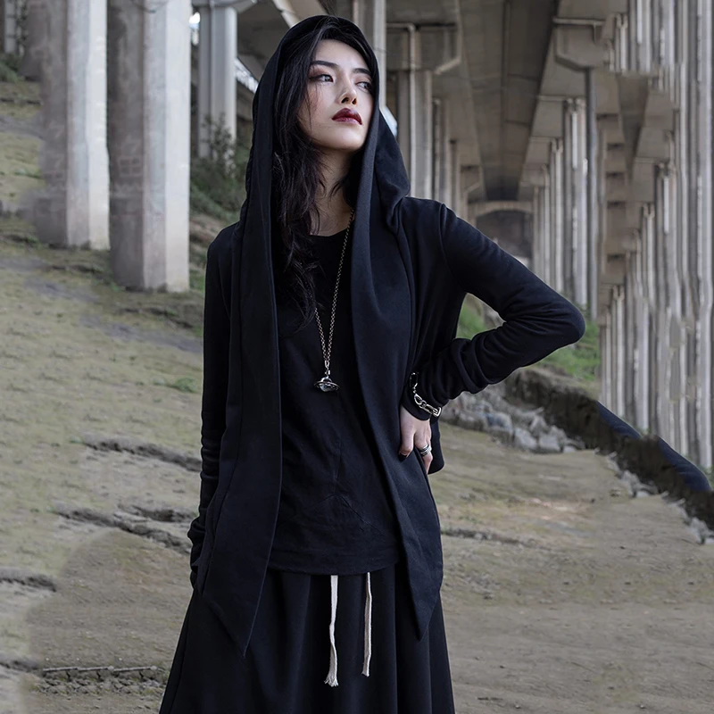 [EAM] Новинка, осенне-зимняя черная короткая куртка с капюшоном и длинным рукавом, женская модная куртка JR379