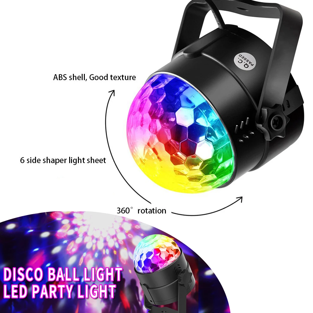 

Sound Activated Led Party Lights 6 Colors Disco Ball Light Remote Control Led Stage Lights