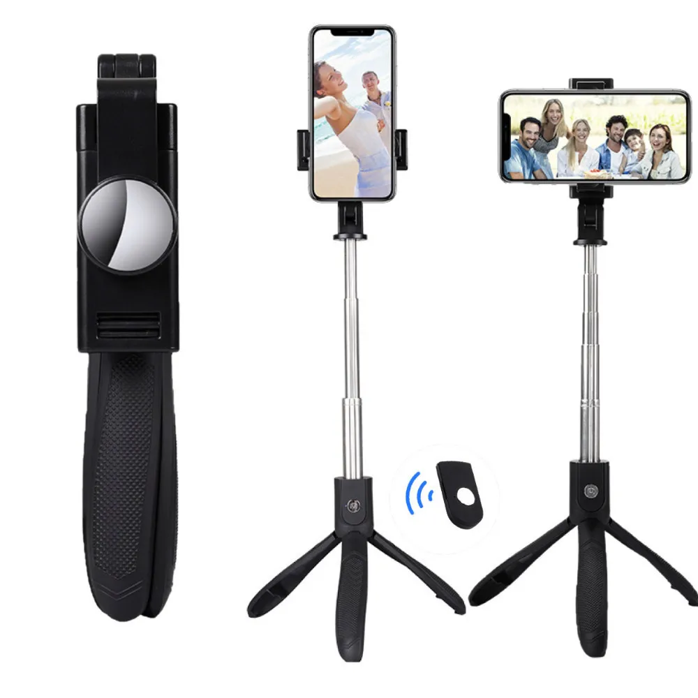 

K06 Selfie Stick With Rear Mirror And Bluetooth Remote Shutter Monopod Fill Light For Iphone Xs Max 8 Plus 7 Selfie Stick Tripod