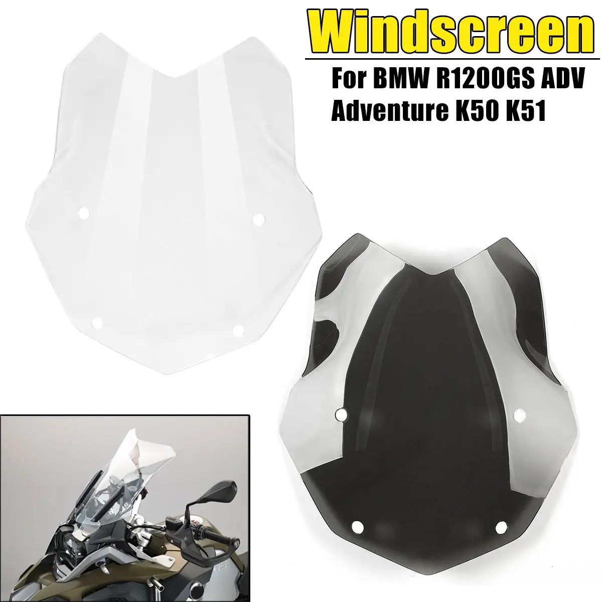 

Black Clear PMMA Motorcycle Windshield Windscreen Protector For BMW R1200GS ADV Adventure K50 K51 Motorcycle Parts