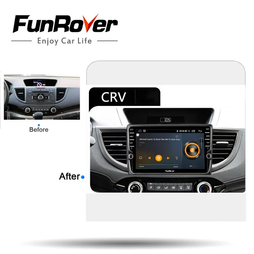 Sale Funrover 8 Cores 4G+64G Android 9.0 Car Radio Multimedia Audio Player Navigation GPS 2Din For Honda CRV 2012 2013 2014 2015 2016 2