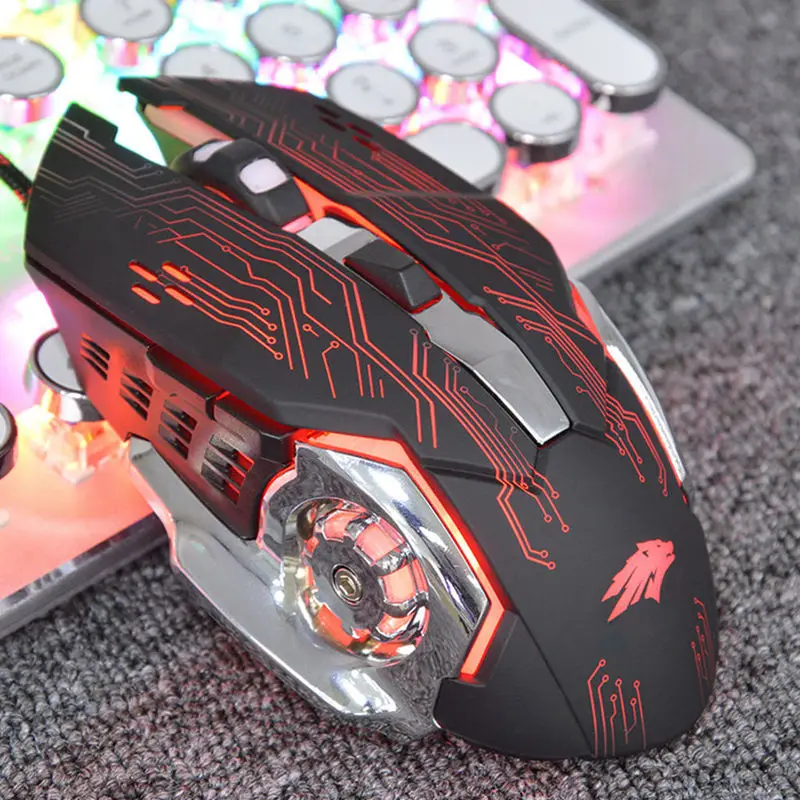 Sunrose X2 Wired USB Computer Gaming Mouse 6D Colorful Glow Buttons Laptop1200Dpi Photoelectric Games Mouse for Pc LOL Pubg Ga