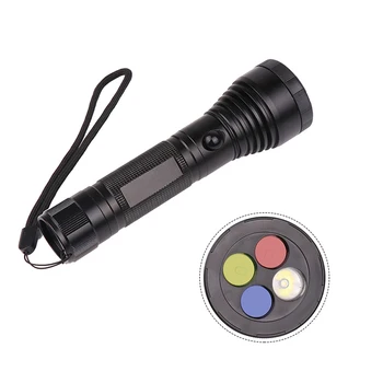 

CLAITE Aluminum Alloy Torches 1272 XPE LED 3 Modes 360 Rotating Lens Four Color Lights LED Flashlight USB Charging 18650 battery