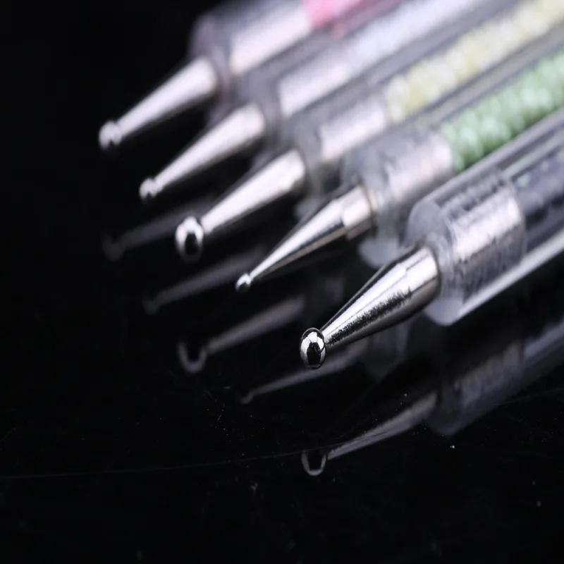 

5Pcs Set UV Gel Painting Nail Art Dual-use Point Dotting Pen Rhinestone Crystal 2 Way Brush Salon Decoration Manicure Tools Kit