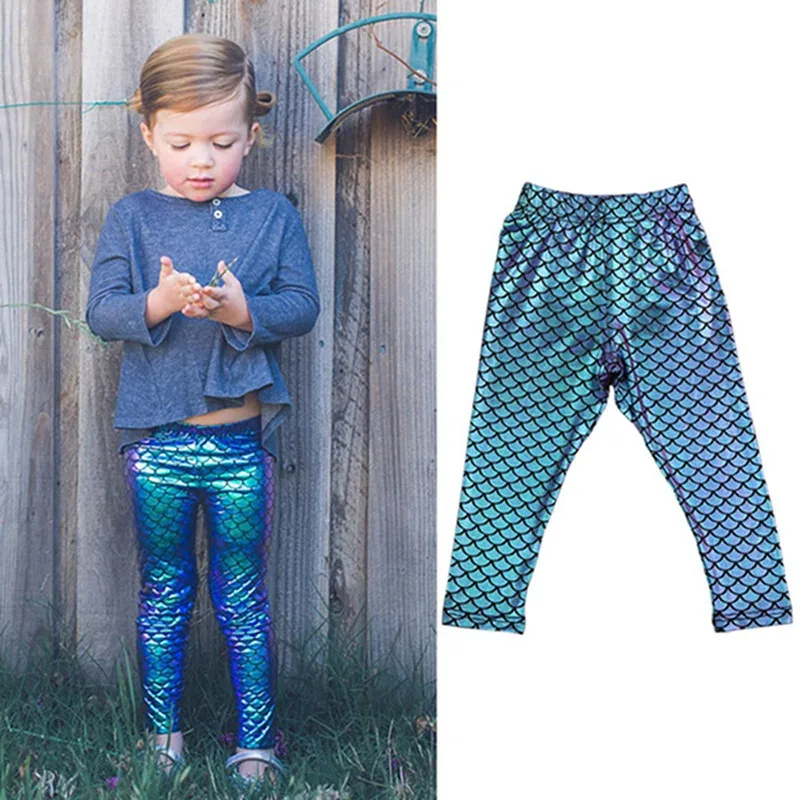 

Girls Simulation Mermaid Cute Pants Leggings Colorful Digital Printing Summer Style Child Leggings Trouser Bottoms