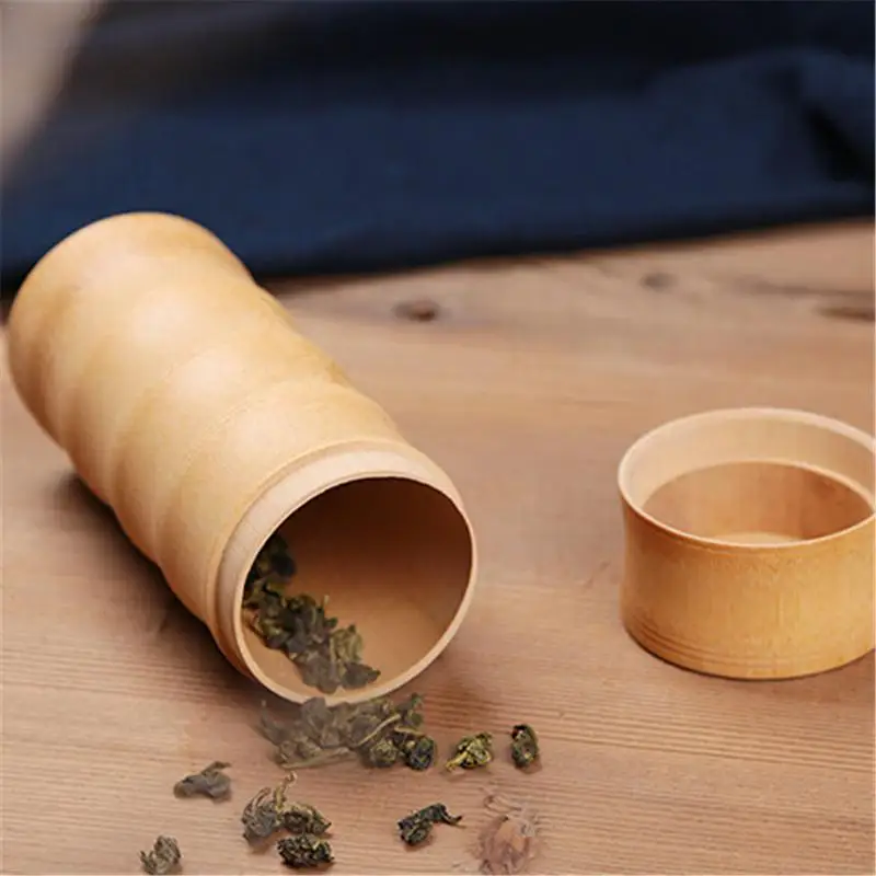 Контейнер для чая из натурального бамбука, коробка для хранения чая, переносной контейнер для чая и кофе, небольшая банка, Органайзер