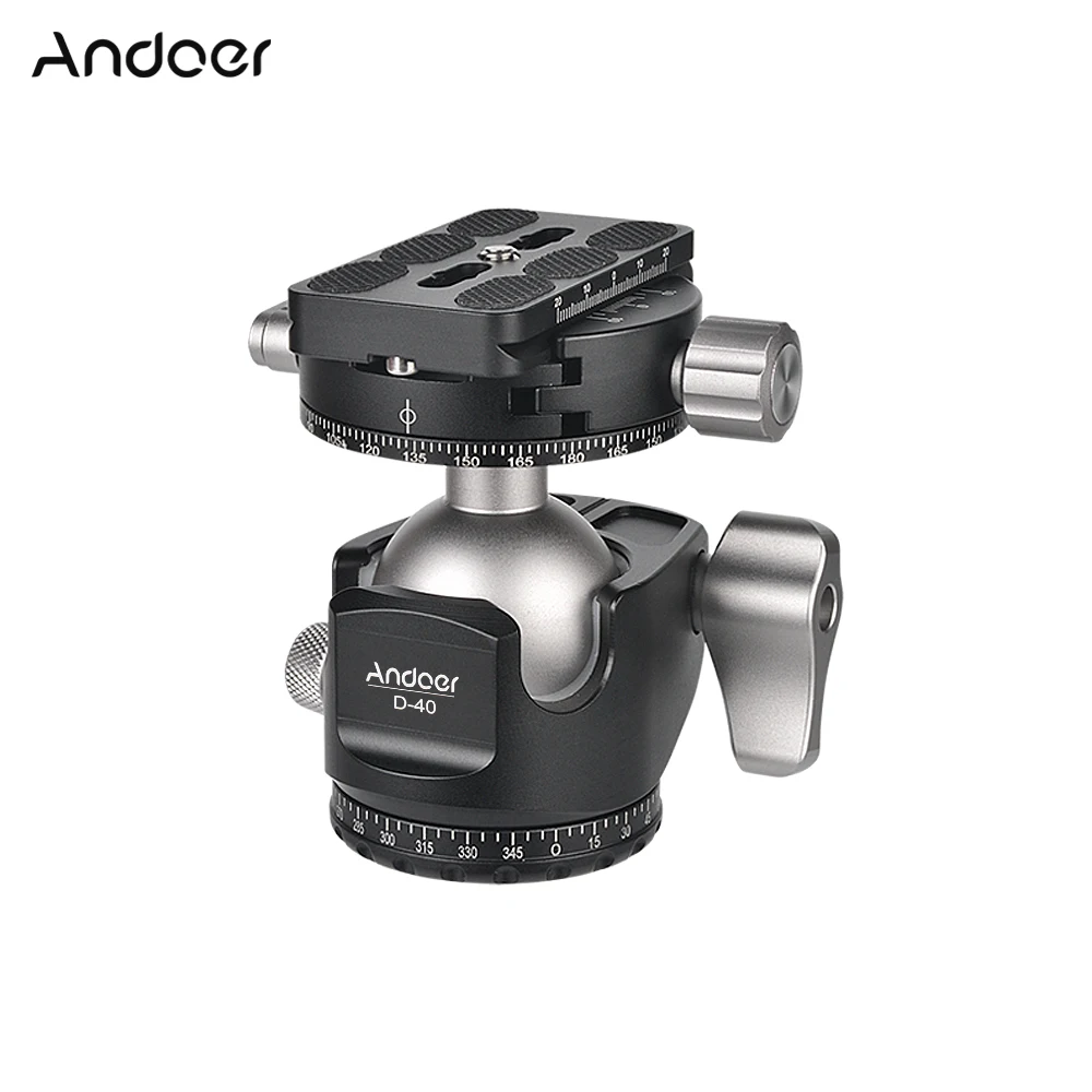 Andoer D-40 с двойной панорамной головкой с ЧПУ с шариковой головкой дизайн низкий центр тяжести для штатива монопод для цифровой зеркальной камеры ILDC камеры