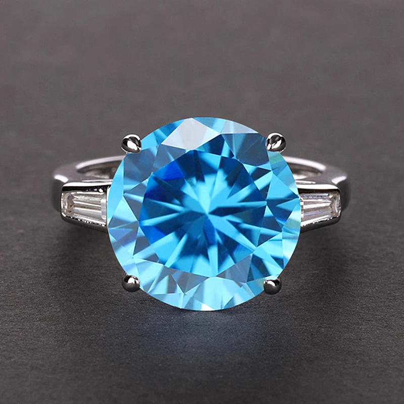 PANSYSEN, высокое качество, 925 серебряные кольца для женщин, обручальные ювелирные изделия, кольцо на палец с 12 мм круглой огранкой, натуральный кварцевый камень