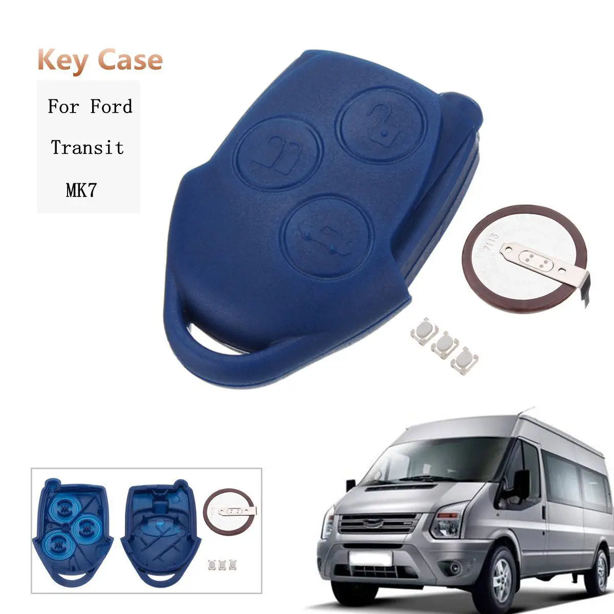 

3 Buttons Remote Key Fob Case Shell With VL2330 Battery For Ford Transit MK7