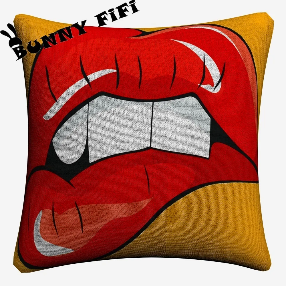 Lips Pop Art Design Decorative DIY Pillow Covers For Sofa Home Decor Linen Cushion Case 45x45cm Throw Cases | Дом и сад