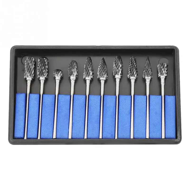 

10pcs/set Tungsten Carbide Steel Burrs Rotary Files Drill Bits Metalworking Carving Tools 3*6mm/2.35*6mm Wholesale