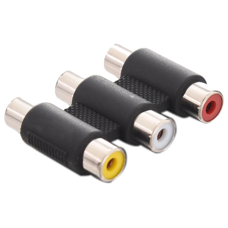 

3 RCA PHONO FEMALE SOCKET COUPLER EXTENSION ADAPTER