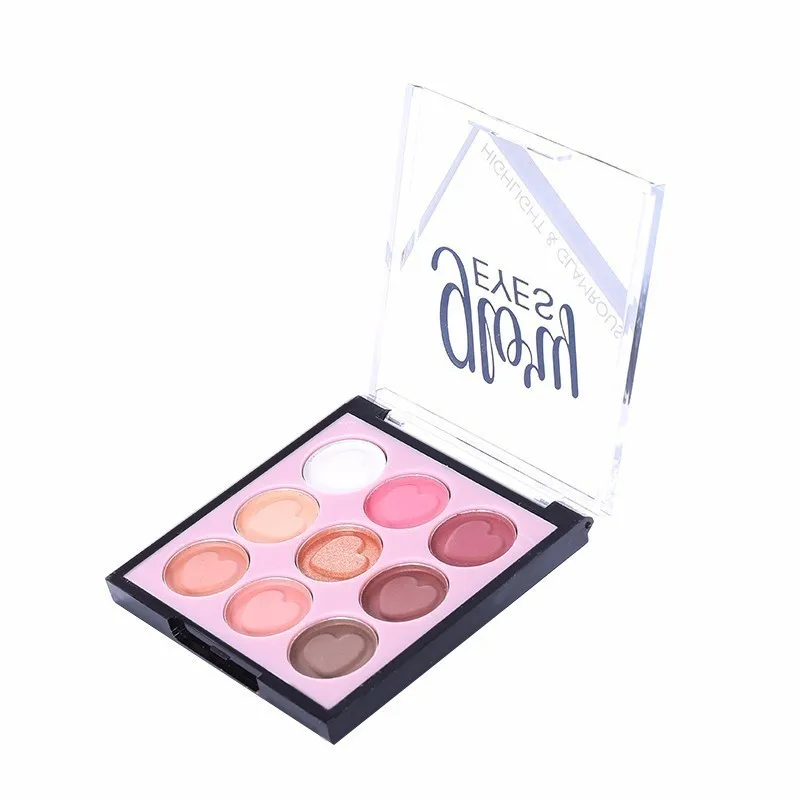 

Blueness 1PC 9 Colors Makeup 4 Heart Design Shiny Pink Series Color Metallic Blush/Eye Shadow Cosmetic All Kinds Of Skin